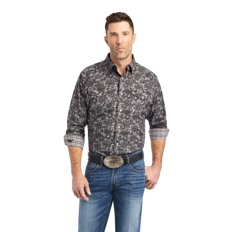 Ariat Hemden Herren - Relentless Sprightly Stretch Classic Fit Snap DunkelGrau ( LUOVK-4659 )